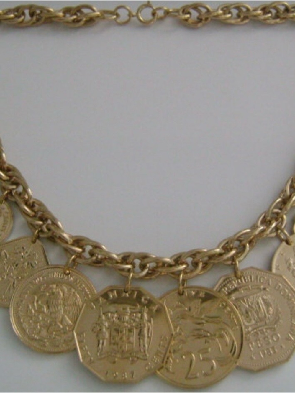 Joan Rivers “Golden Caribbean Necklace” REAL Coin Charm Necklace and Earrings